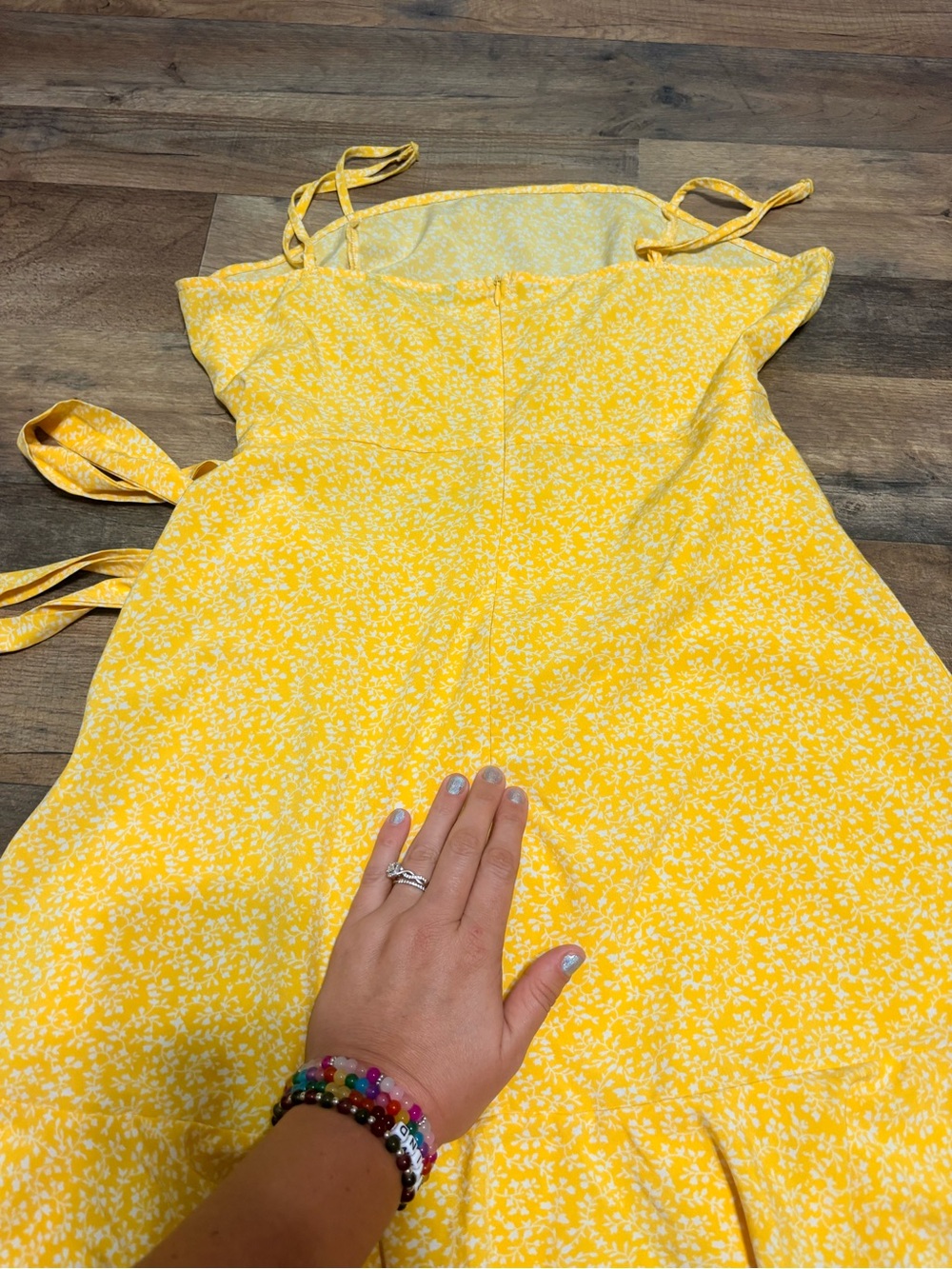 SHEIN Yellow Floral Wrap Ruffle Mini Dress Size Large - Picture 8 of 8